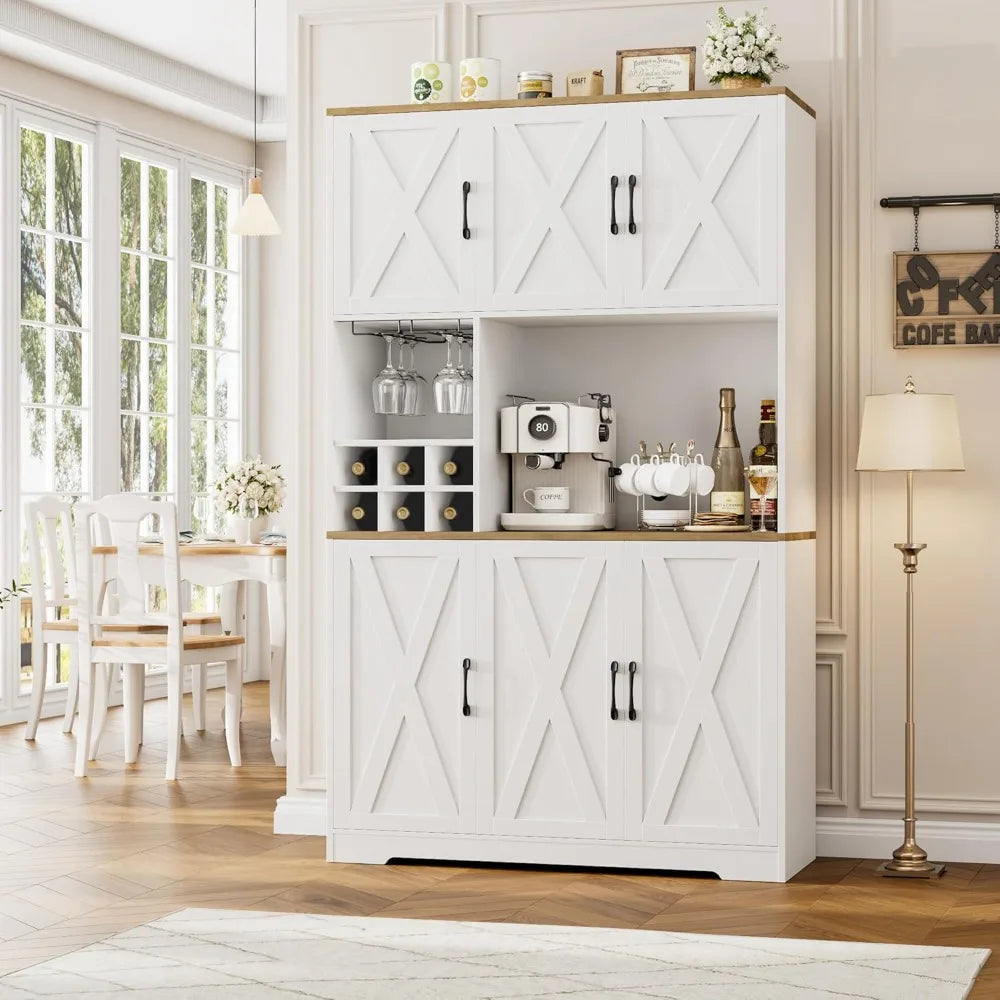 Pantry Storage Cabinet With Microwave Stand Farmhouse Kitchen Hutch Organizer