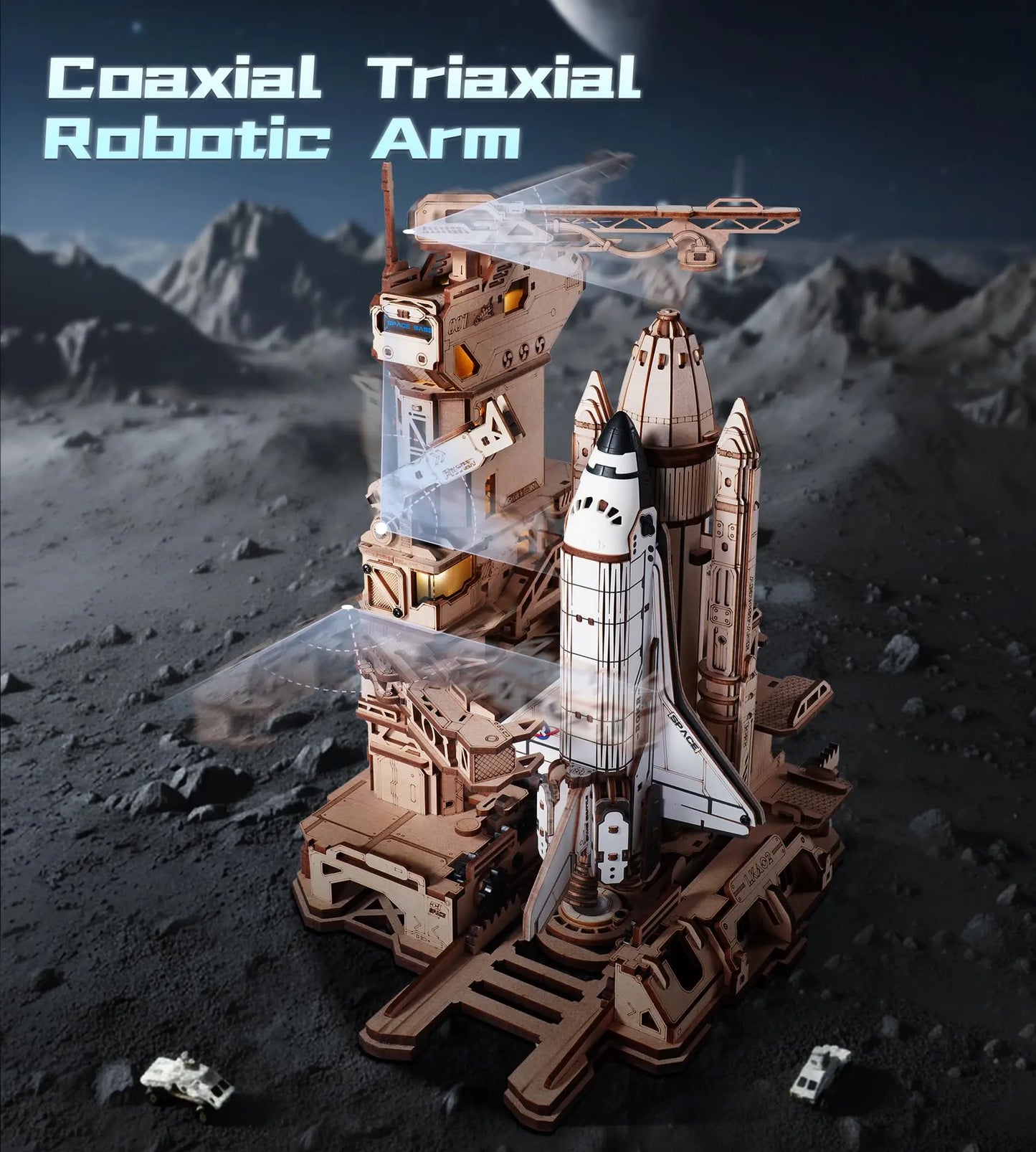 Robotime ThreeDimensional Space Shuttle Wooden Puzzle With LED Lights Educational