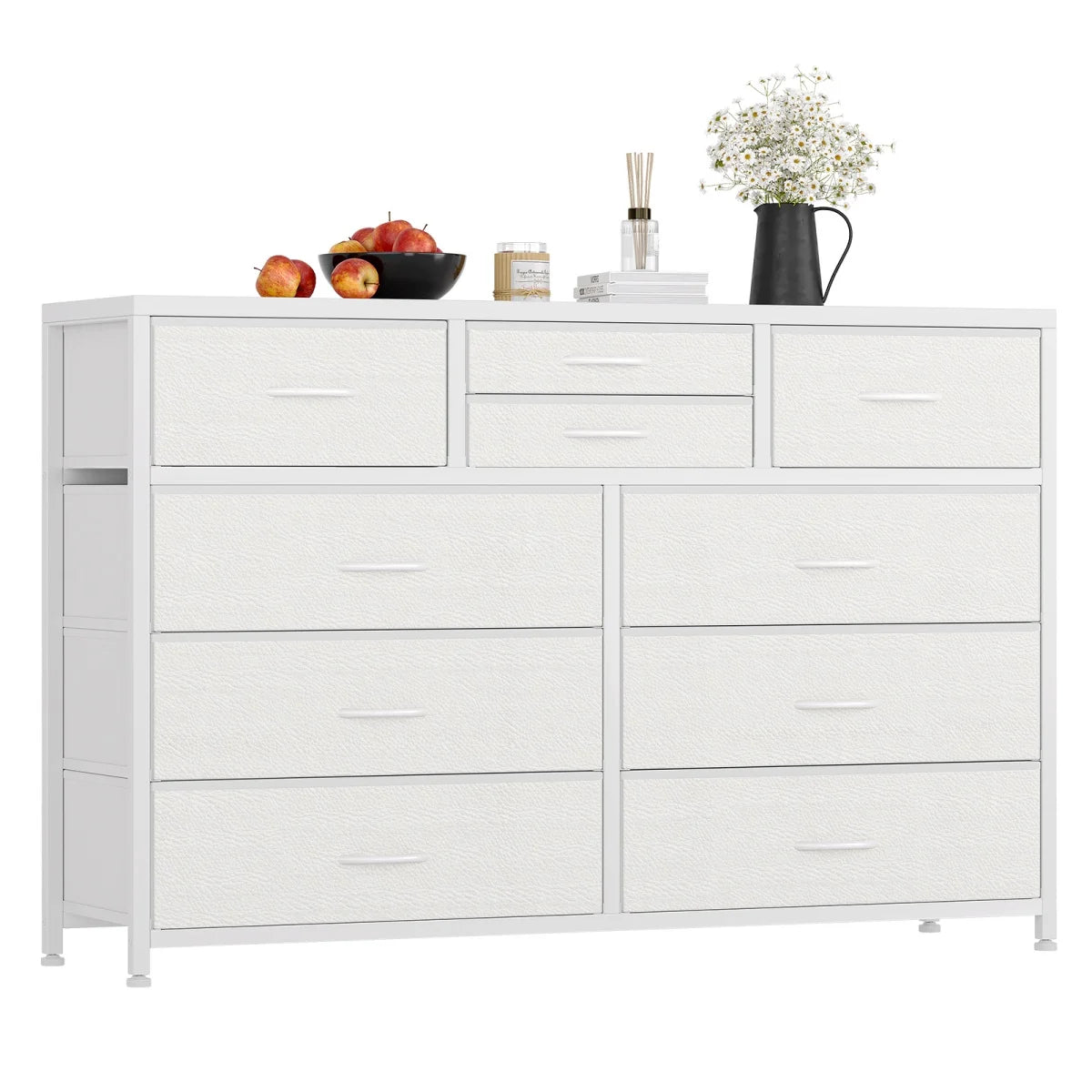 Dresser with 10 Drawers TV Stand Entertainment Center for Bedroom Entryway,Metal Frame