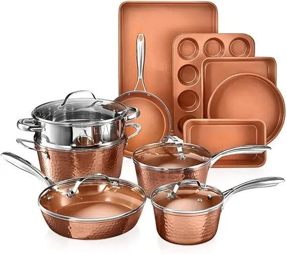 Gotham Steel Hammered Ceramic Nonstick Cookware Set With Professional BakewareKit