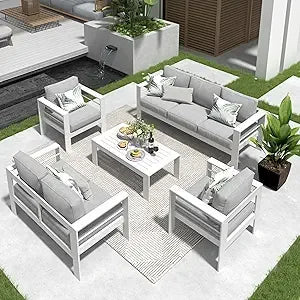 Aluminum Outdoor Patio Furniture Set Modern Conversation Sectional Sofa With Upgraded Cushions