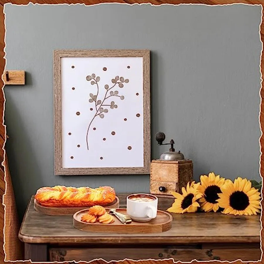High-concerned 12 Piece Acacia Wooden Serving Trays Set