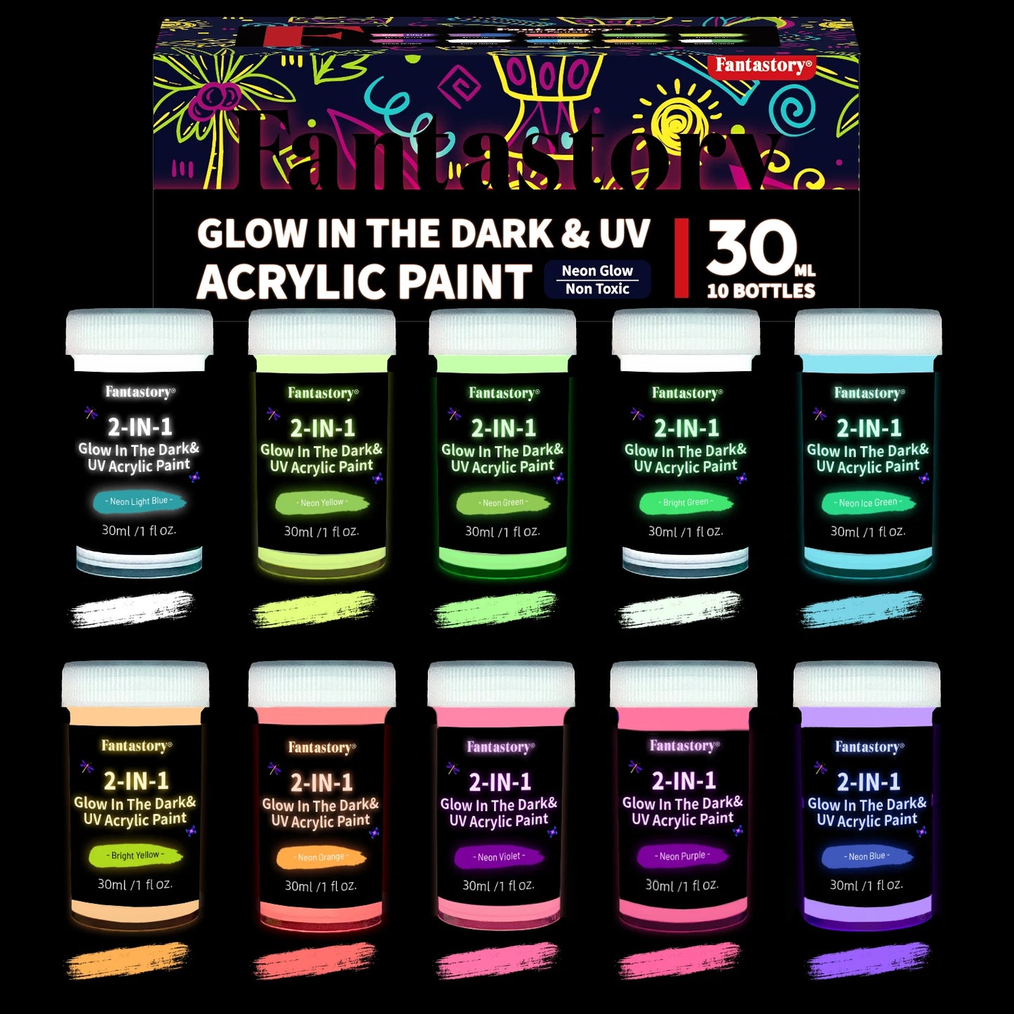 Fantastory Luminescent Acrylic Paint Set For Stone Glass Woodworking Masterpieces