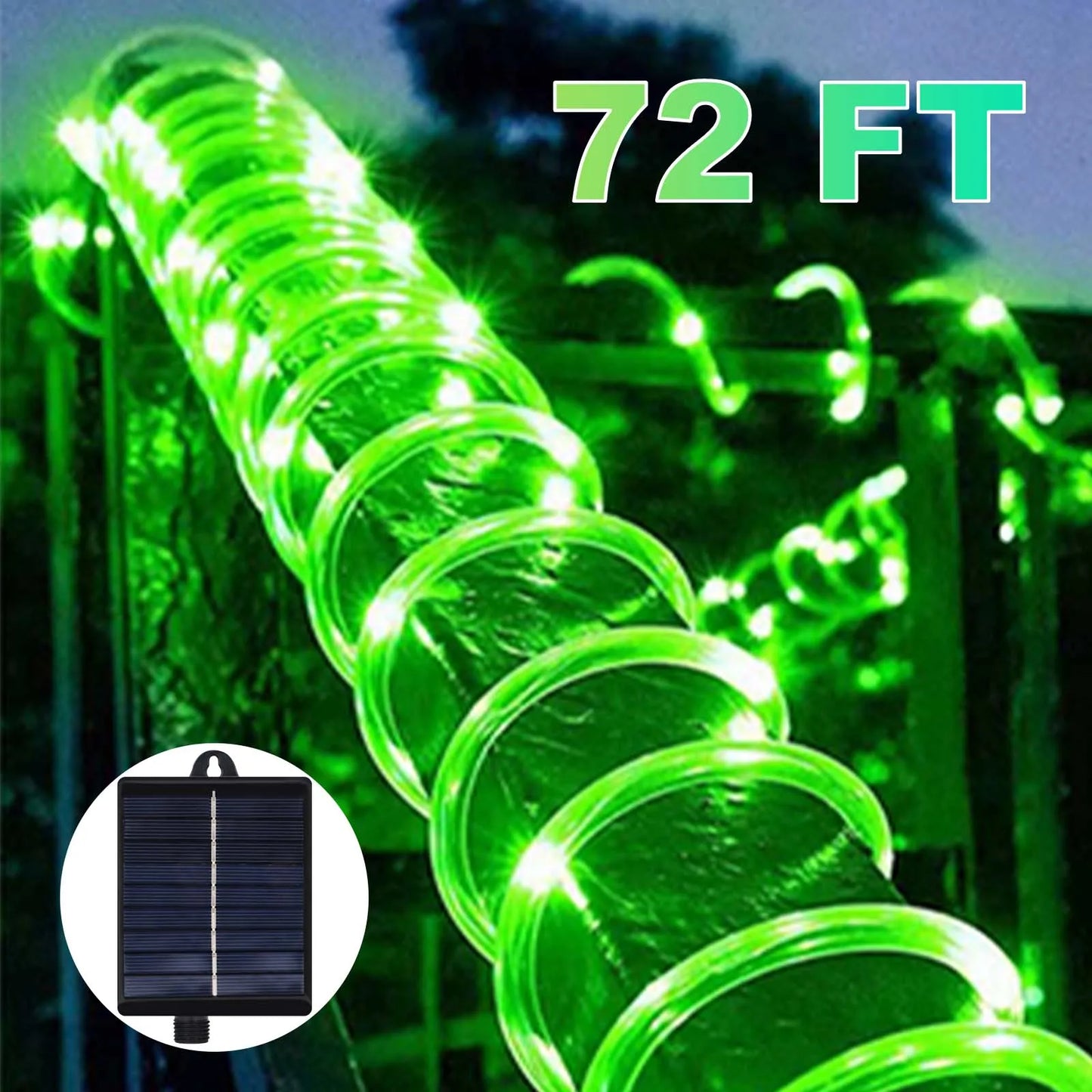 Rechargeable Solar Rope Light 200 LED Waterproof Fairy Lights With 8 Lighting Modes