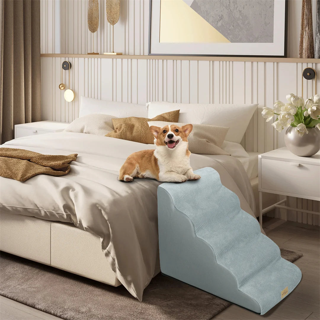 Dog Door Pet Stairs For High Beds And Sofas With High Density Foam And Washable Cover