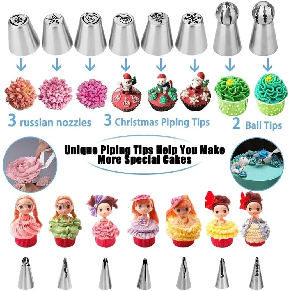 Cookie Tools Cake Decorating Kit 672 Pieces with Turntable