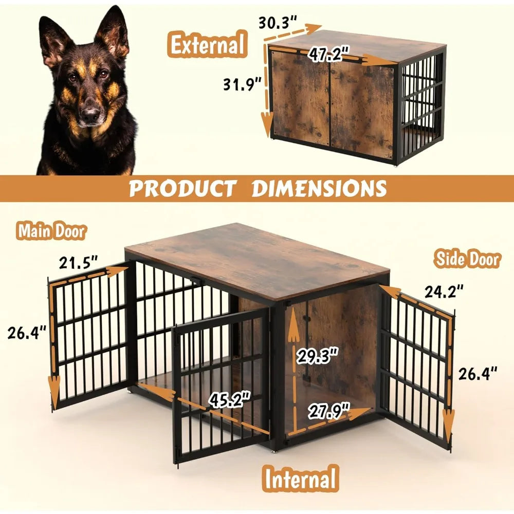 Closure IndustrialStrength HeavyDuty Dog Crate Furniture AlloySteel Construction Indoor