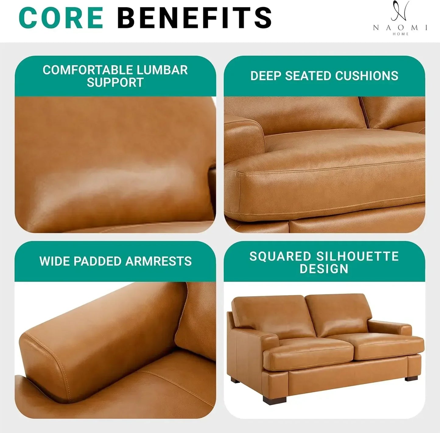 Siggy Genuine Leather Sofa Set of 3 with Feather Cushions