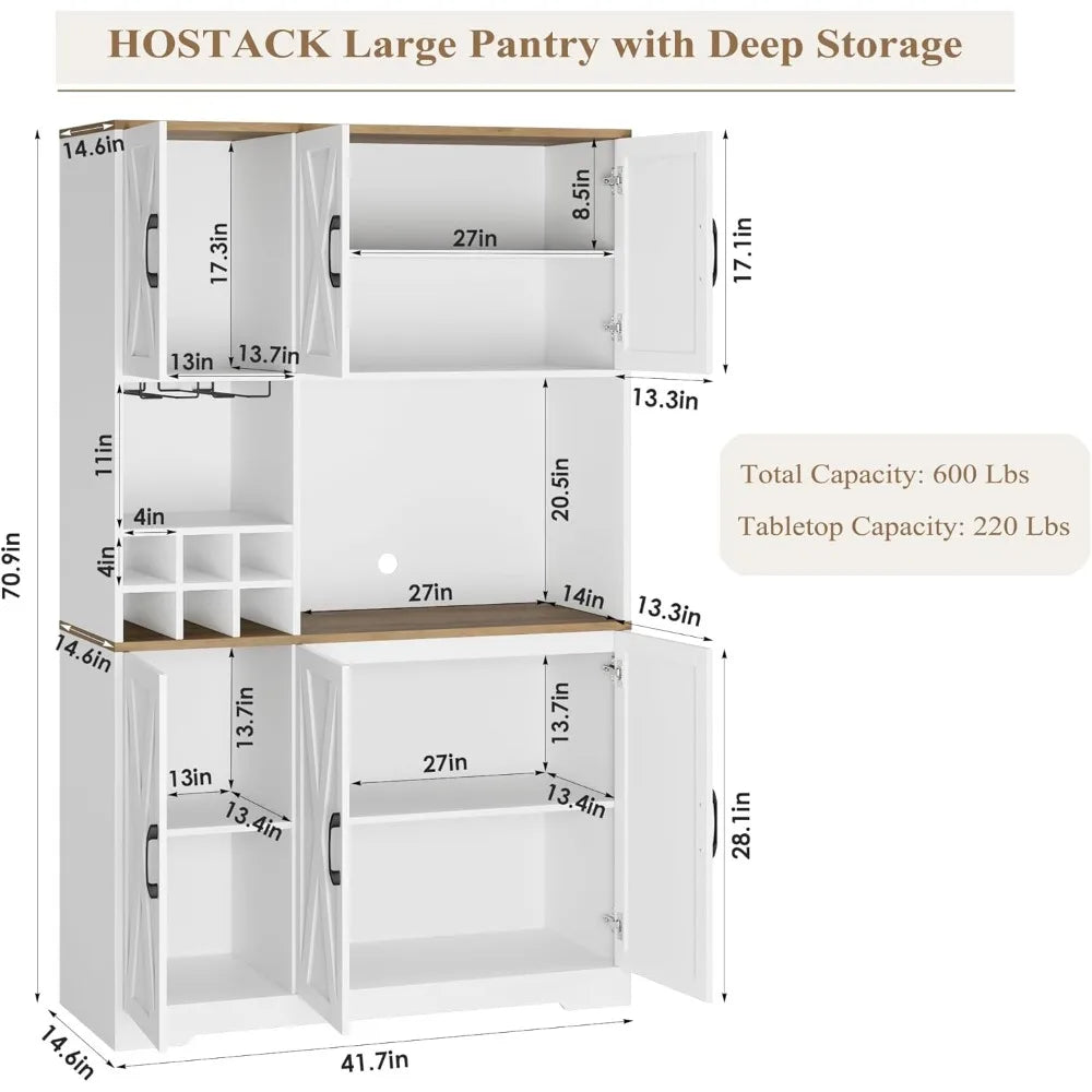 Pantry Storage Cabinet With Microwave Stand Farmhouse Kitchen Hutch Organizer