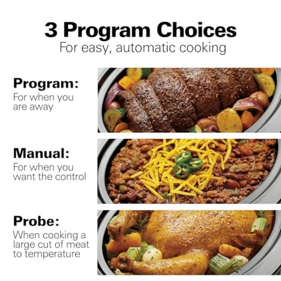 Iosn Digital Programmable Slow Cooker with Lid Lock Temperature Probe