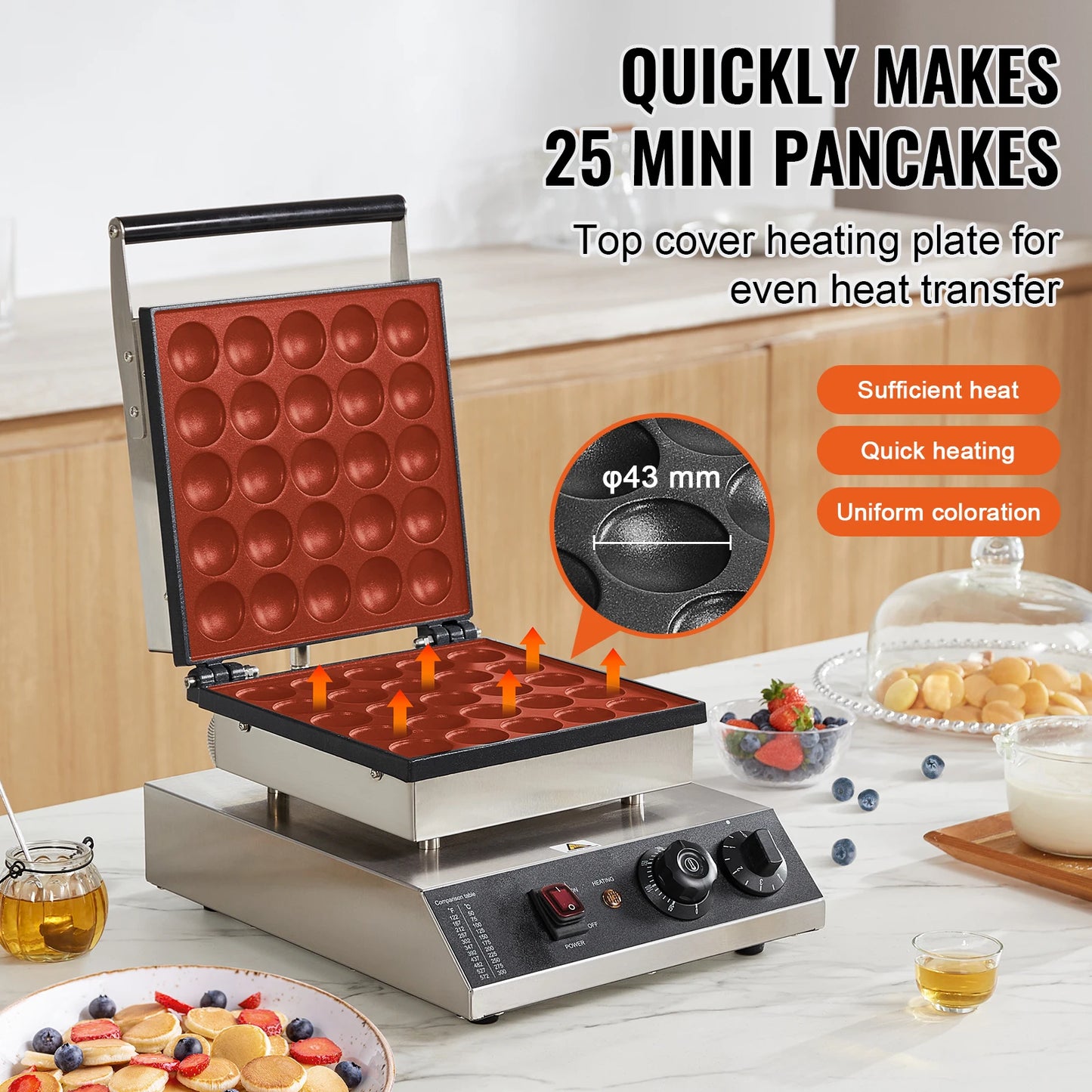 SucceBuy Electric Waffle Maker Nonstick 500W With Temperature Control