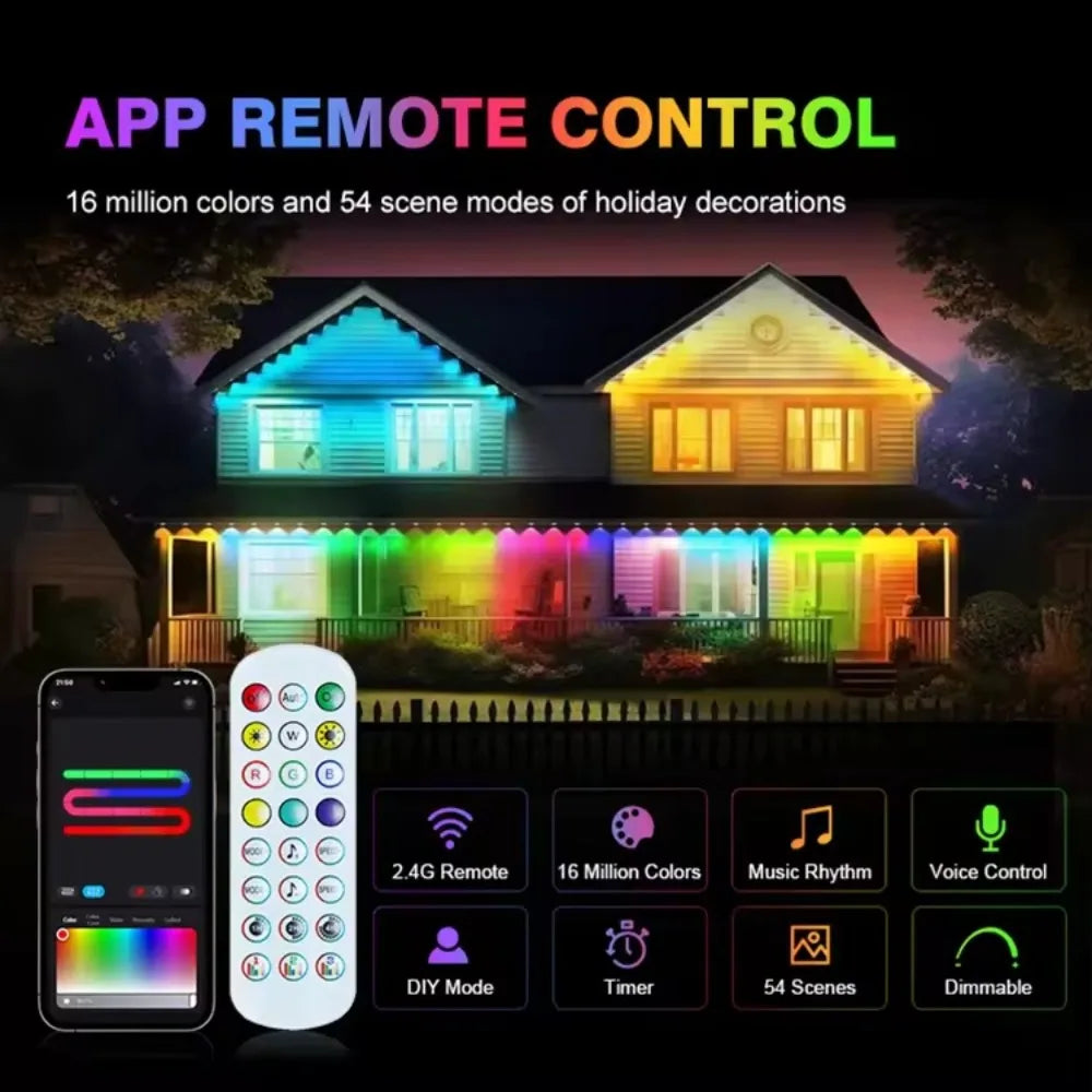 MIMIRGB Smart LightEmittingDiodeArray String Lights With App Control IP67 Waterproof