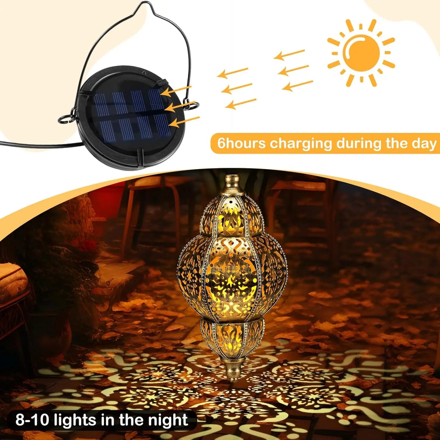 XMSJ 4 Pack Hanging Solar LanternsAllWeather MoroccanInspired Outdoor Patio Decor