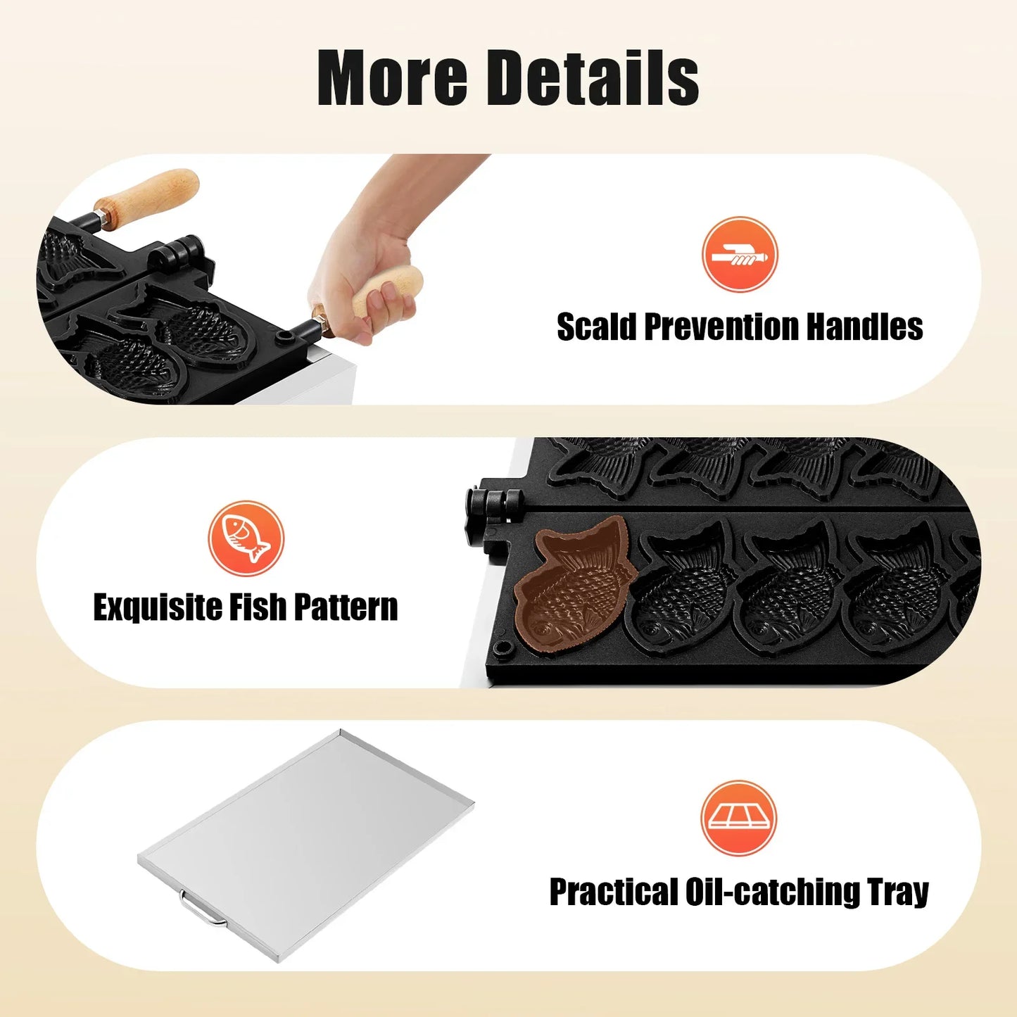Sweetmile Fish Shape Waffle Maker With Six Slots And Nonstick