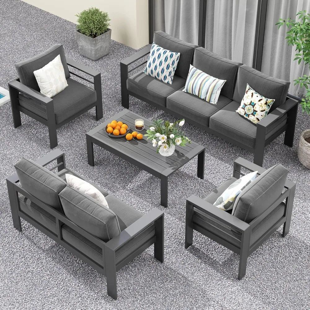 Aluminum Outdoor Patio Furniture Set Modern Conversation Sectional Sofa With Upgraded Cushions