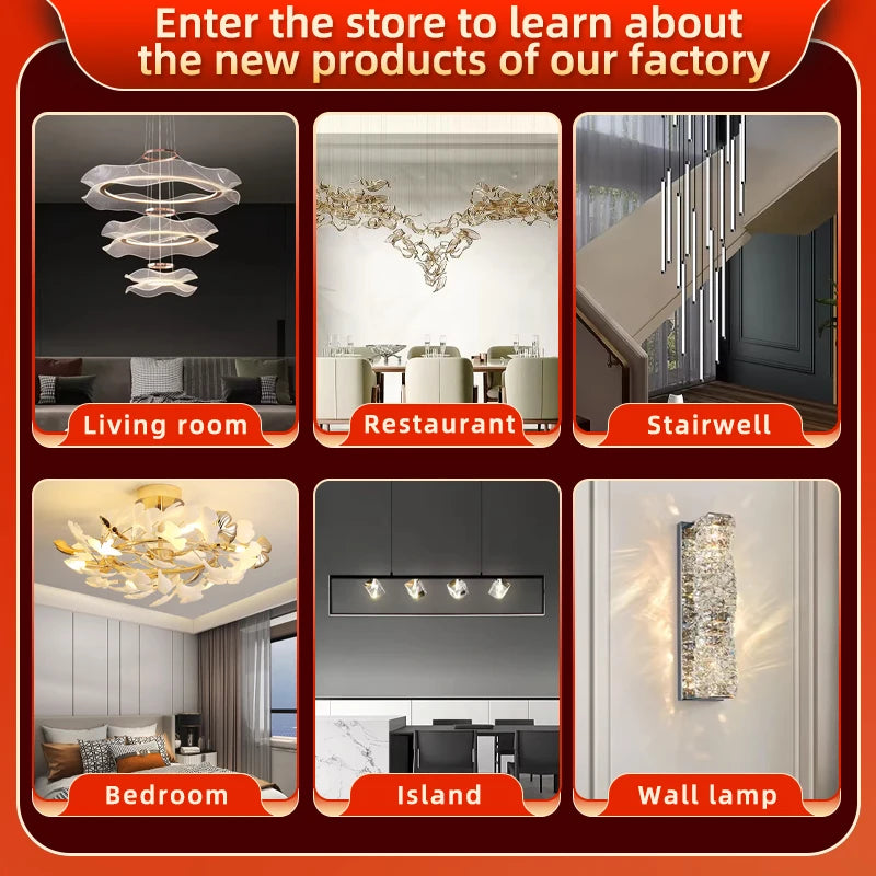 Yingxuan Loft Pendant Light Crystal Chandelier LED Ceiling Lamp For Dining Room Modern Living