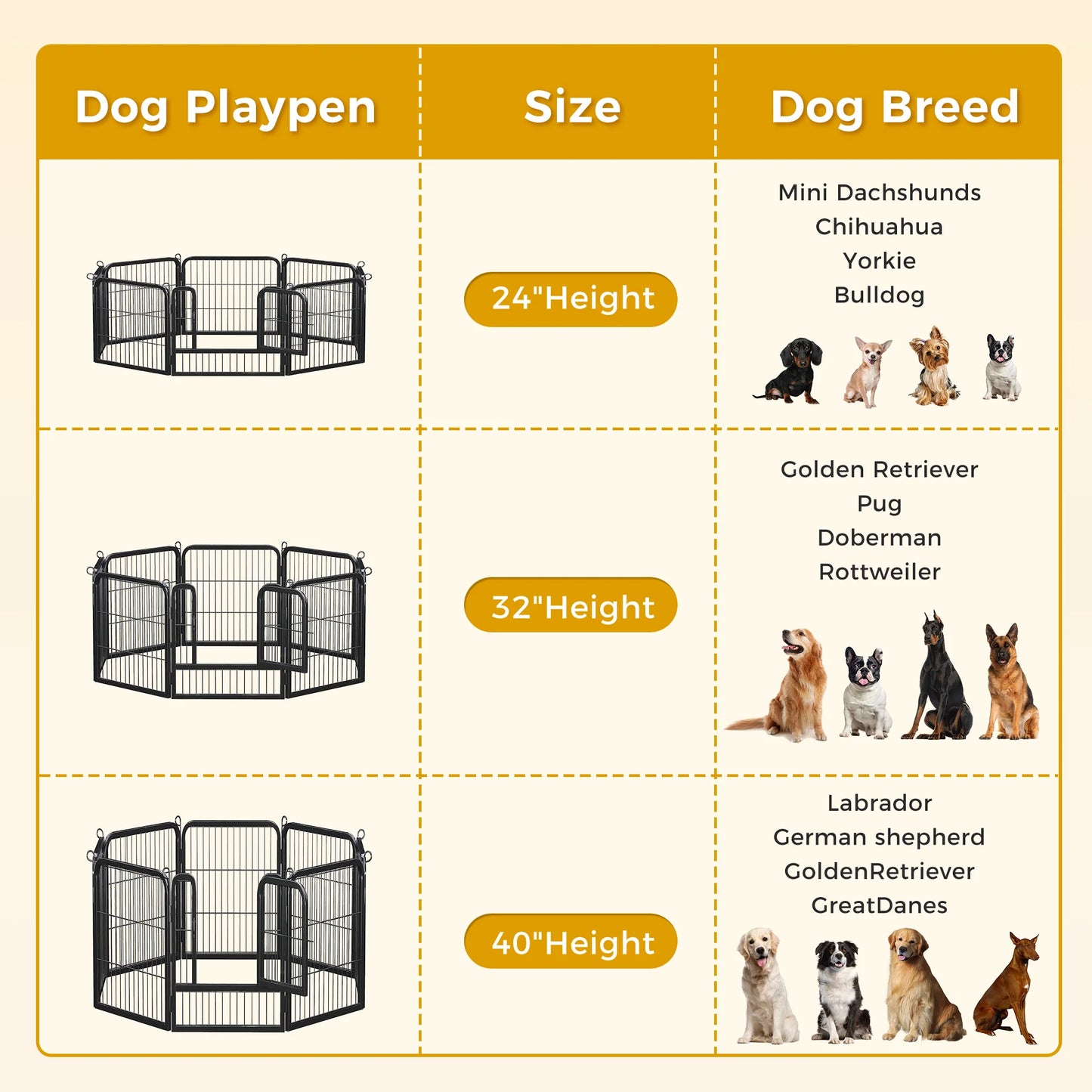 Dog Playpen With Door WeatherResistantAllSeason Foldable Iron Pet Fence Enclosure
