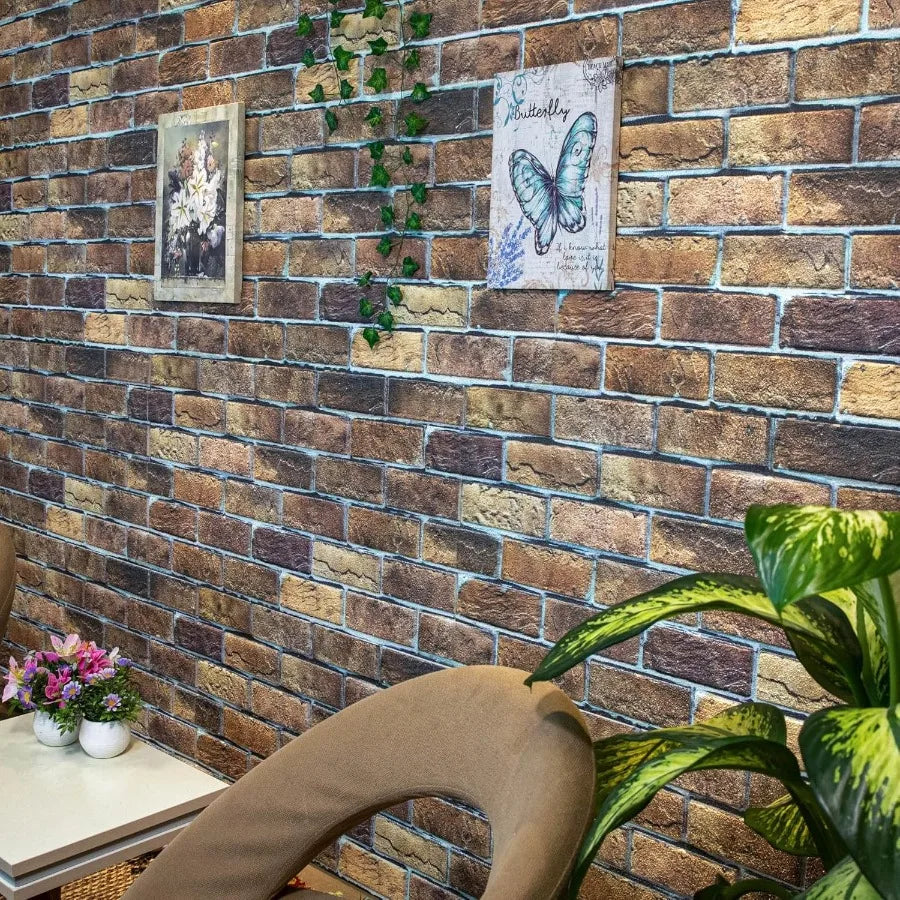 3D Wall Panels Faux Brick Cladding Brown Beige Stone Look Wall Paneling Styrofoam Facing for Living Room Kitchen Bathroom Balco