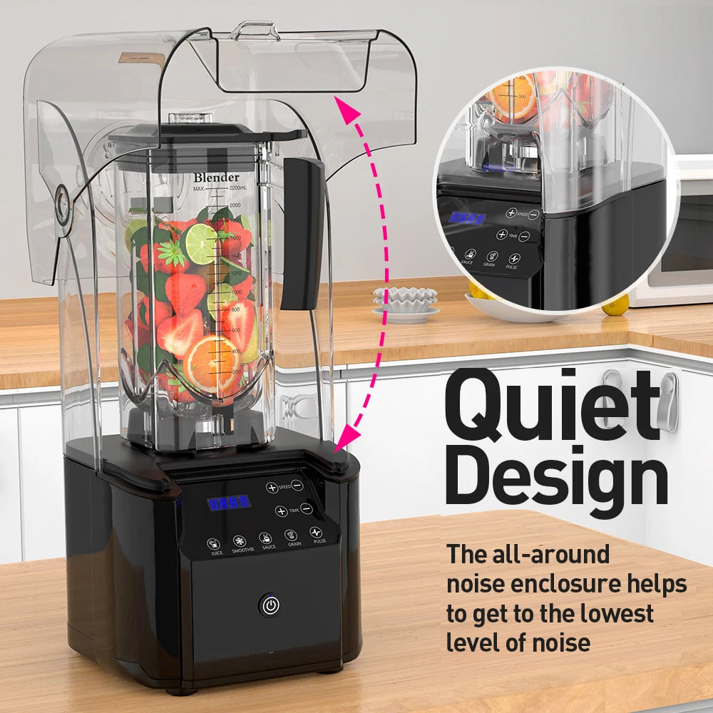 Lecon Chef Commercial Quiet Shield Blender 2200W