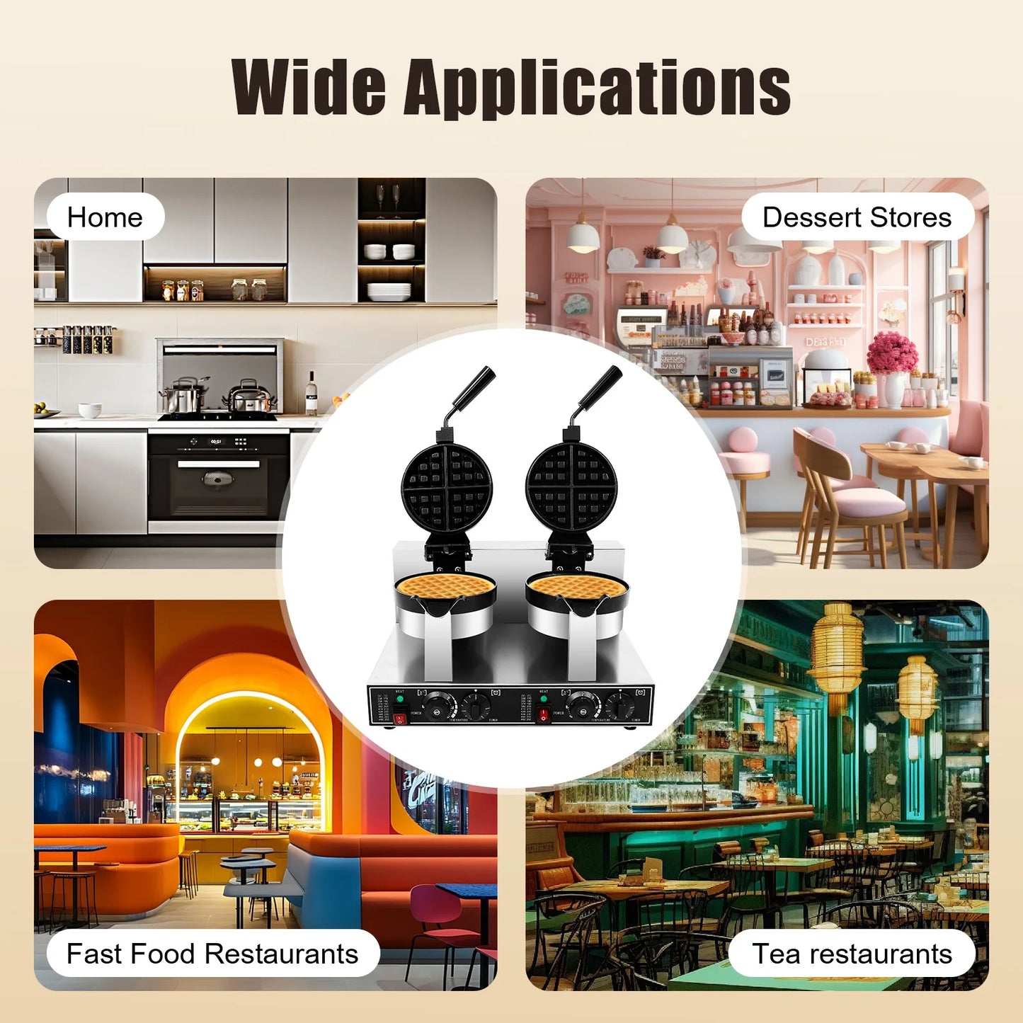 Sweetmile Dual Head Waffle Maker 2400W Stainless Steel