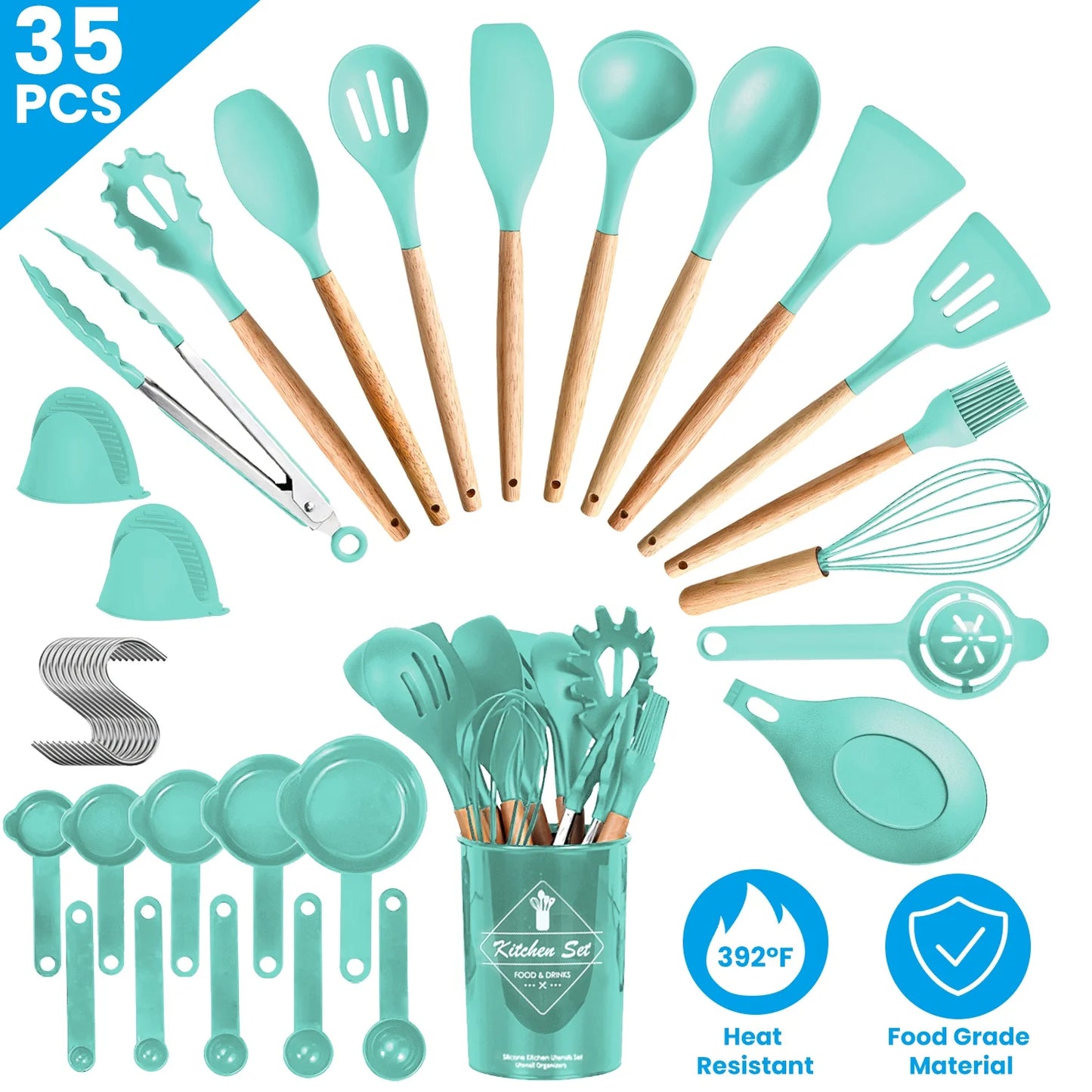 Dinnerware ThirtyFivePiece Kitchenware Utensils Set With Holder Egg Whisk Spatulas