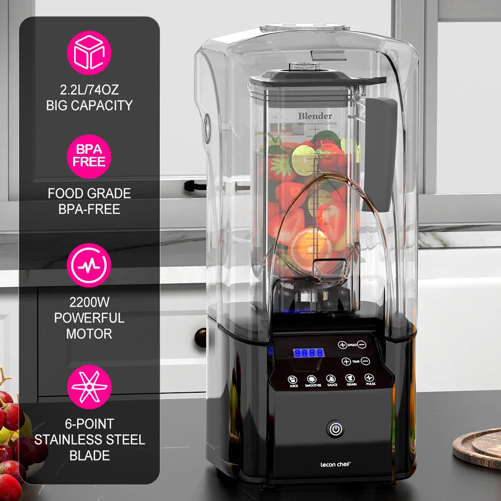 Lecon Chef Commercial Quiet Shield Blender 2200W