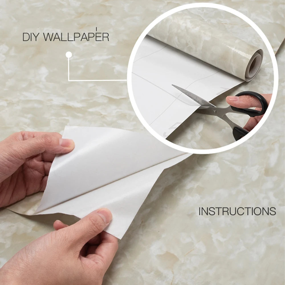 Self Adhesive Marble PVC Film Waterproof Oilproof Wallpaper For Countertops