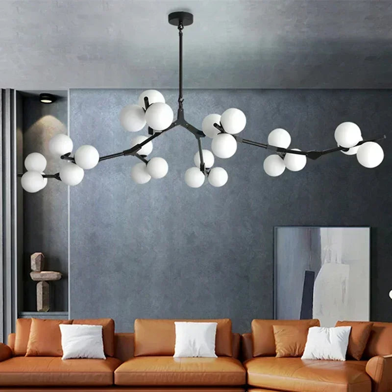 Post Modern Glass Balls LED Pendant Lights Branches Style Chandelier