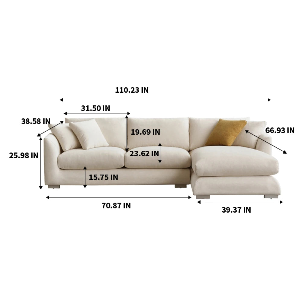 CN Guangdong Cloud Down Filled L Shaped Chaise Sofa