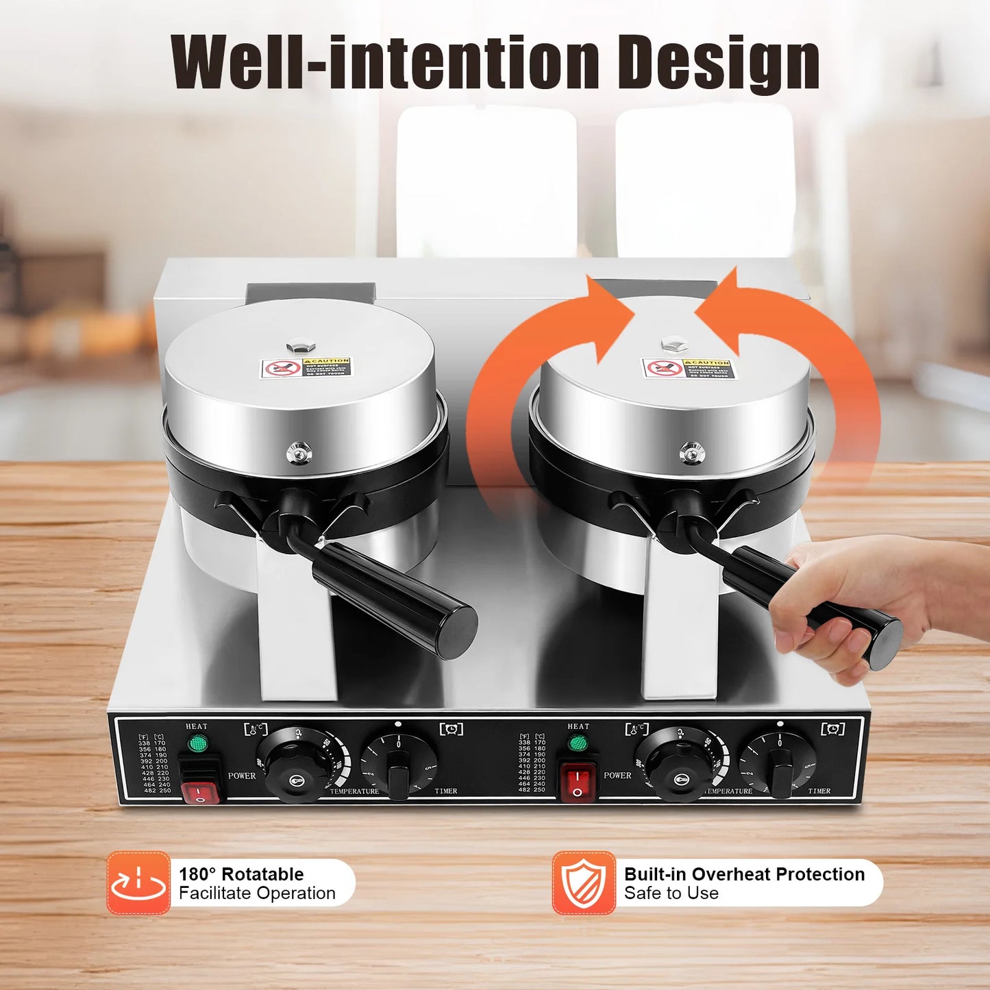 Sweetmile Dual Head Waffle Maker 2400W Stainless Steel