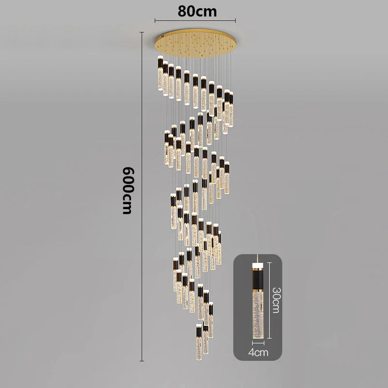 Savenmade Crystal Staircase Pendant Chandelier for Living Room Lighting