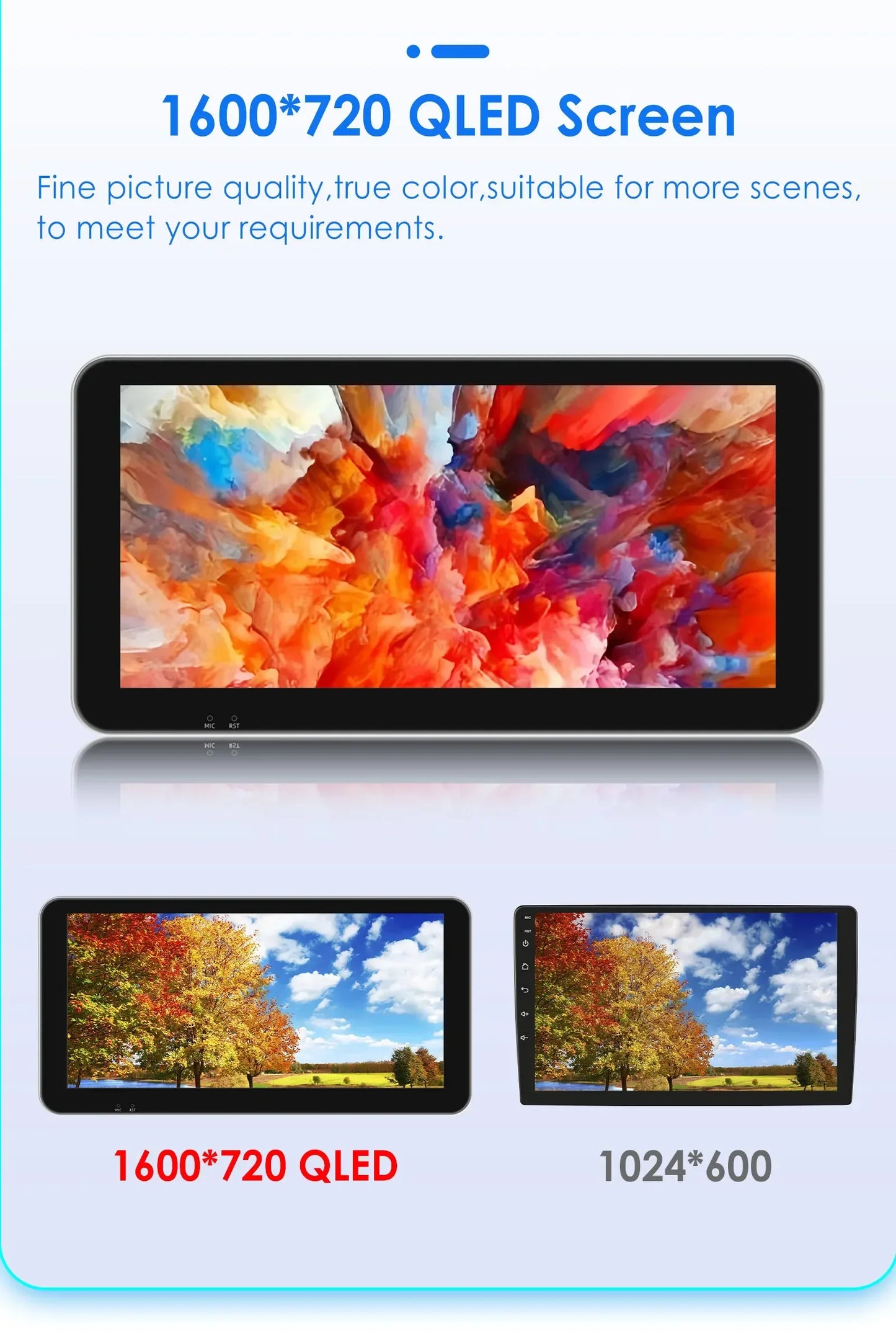 Hizpo 1 Din Car Radio Multimedia Player Detachable Panel 10.33" Wireless Carplay Android 360° Rotatable Universal Stereo GPS BT