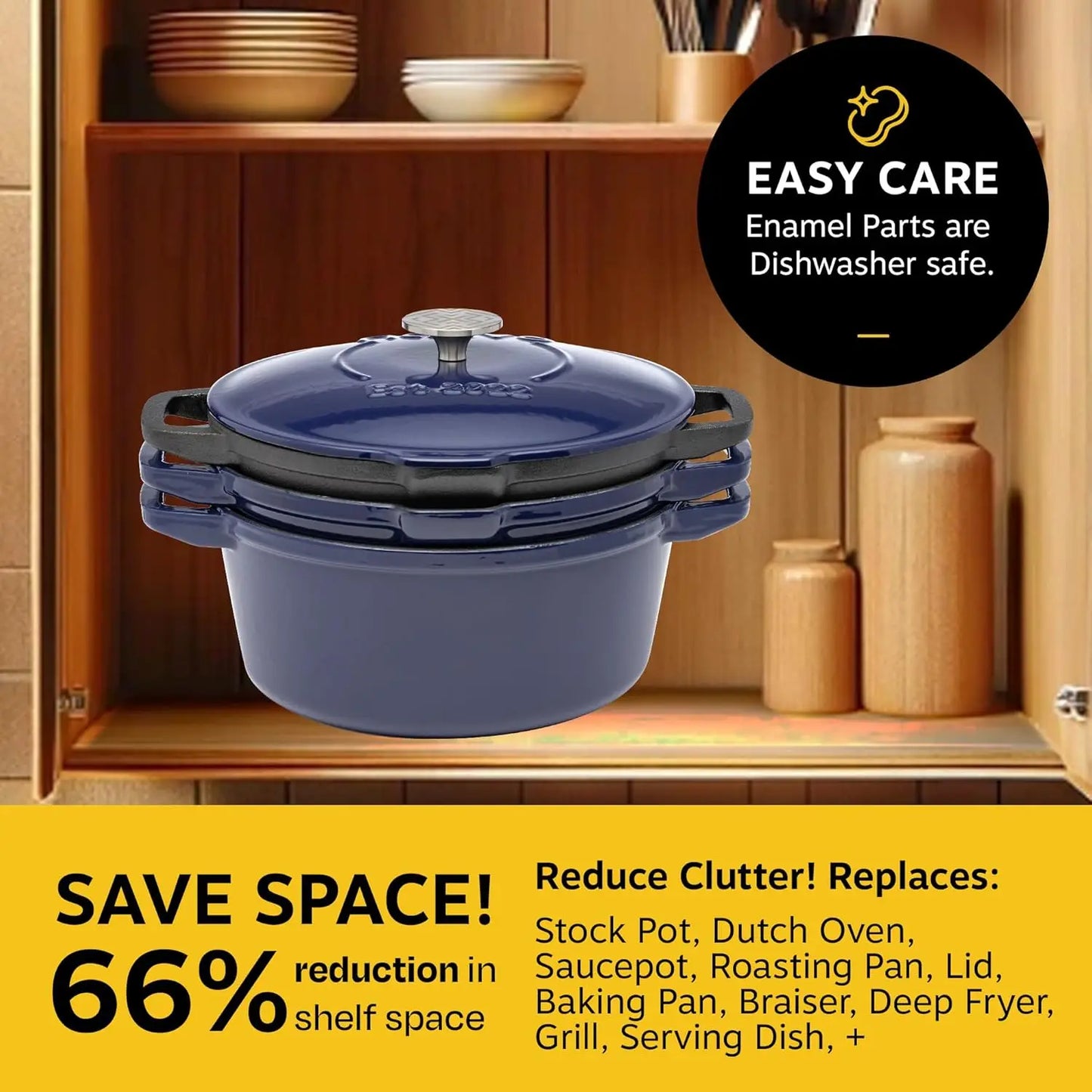 Todays Home Goods 5Pc Stackable Cast Iron Cookware Set Enamel