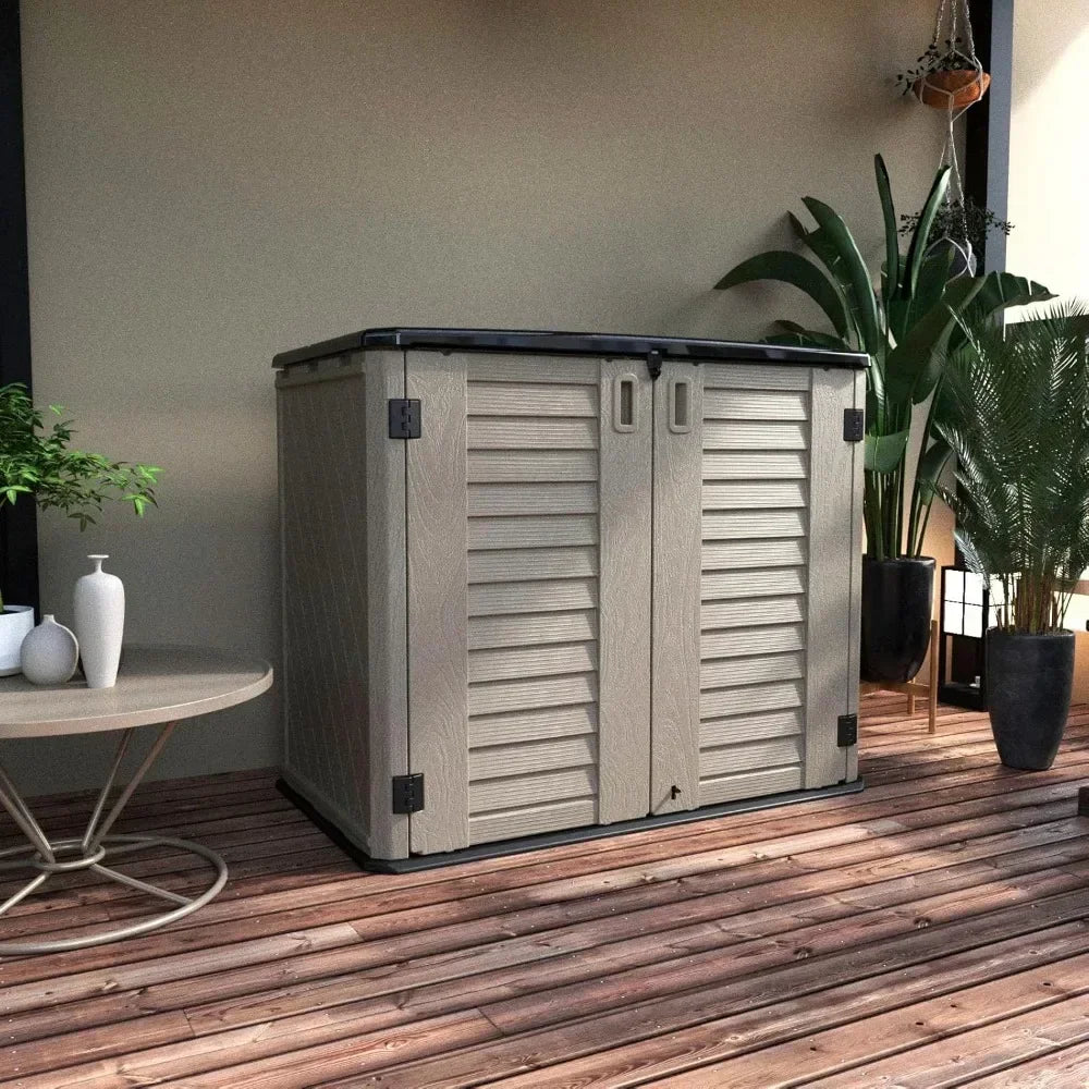 XMSJ Resin Outdoor Storage Cabinet Waterproof For Garden Backyard Home Pool Weather Resistant