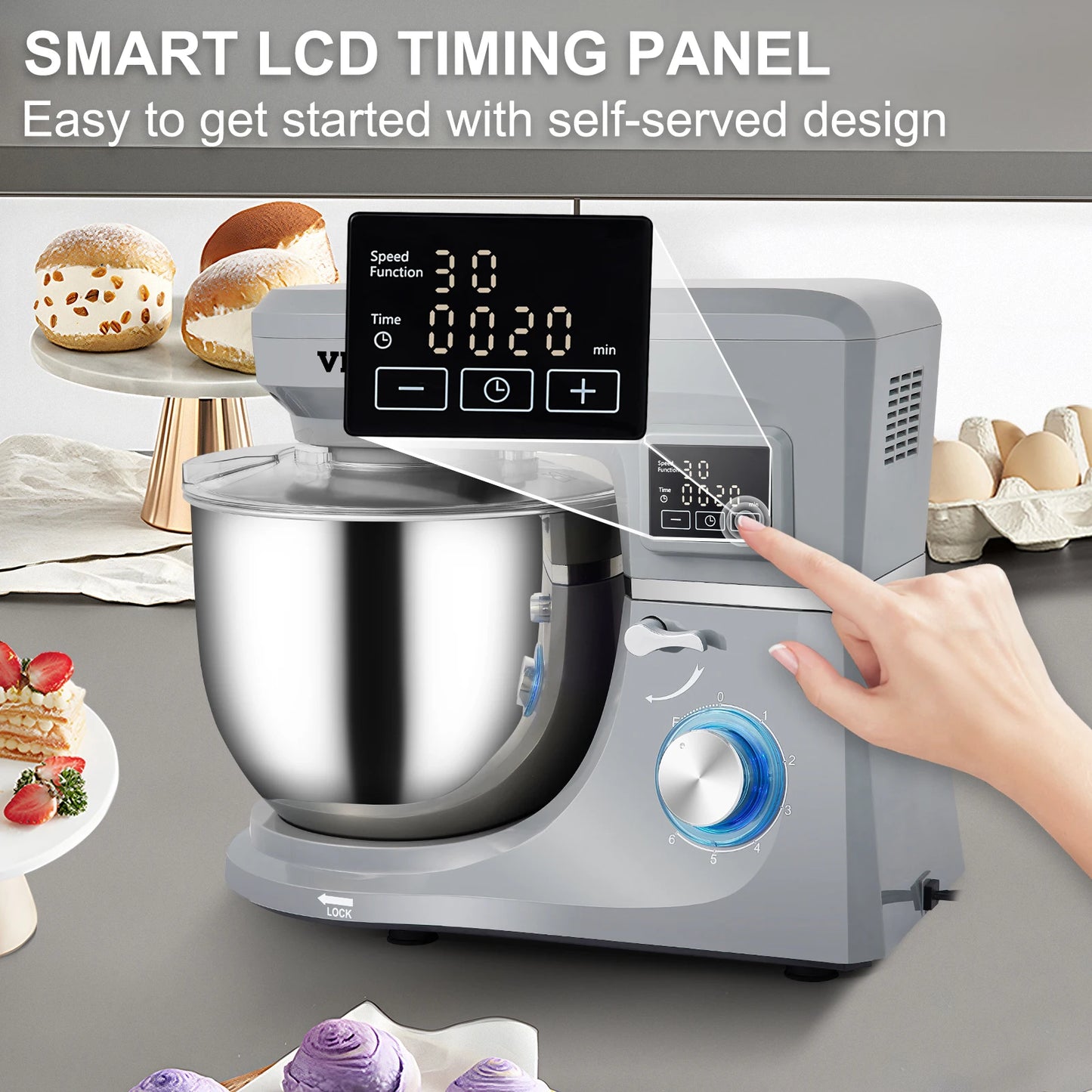VEVOR Multifunction Stand Mixer With LCD Touch Panel