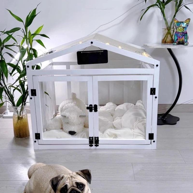 Solid Wood Large Dog House Cat House Removable and Washable Double Door House Dog Villa Indoor Large Space Pet Bed Cat Supplies