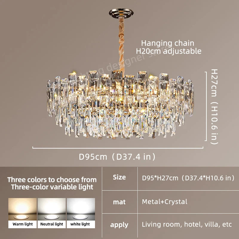 Yingxuan Loft Pendant Light Crystal Chandelier LED Ceiling Lamp For Dining Room Modern Living