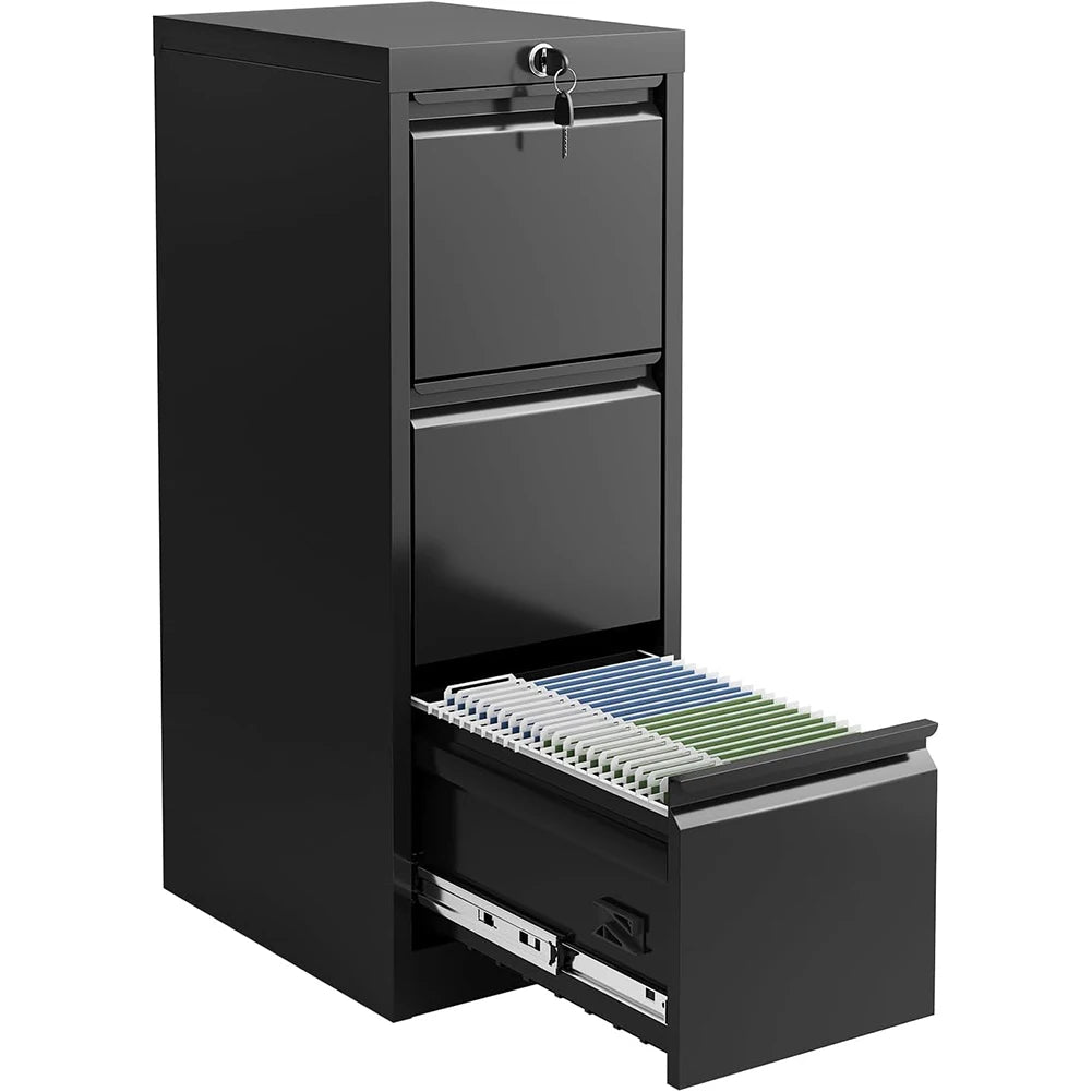 Lateral File Cabinet 3 Drawer, Metal Filing Cabinet with Lock & Keys, Fit Letter/Legal/A4 Size Documents, Easy to Assemble for H