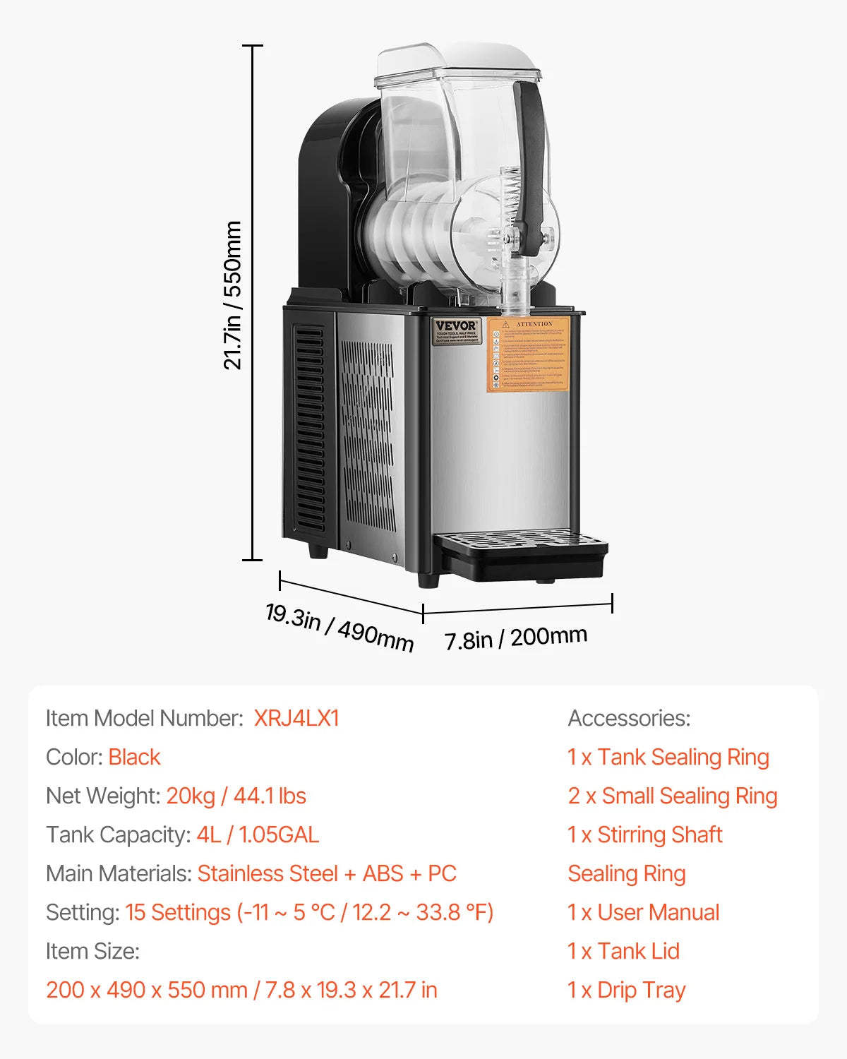 VEVOR Commercial Slushy Machine Stainless Steel Margarita Frozen Drink Maker
