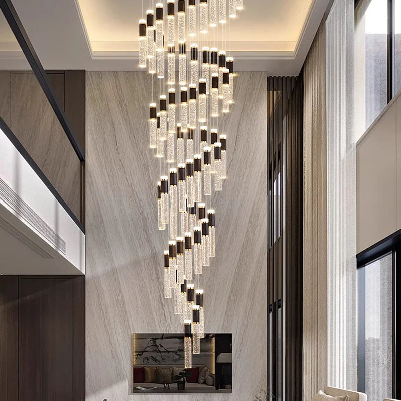 Savenmade Crystal Staircase Pendant Chandelier for Living Room Lighting