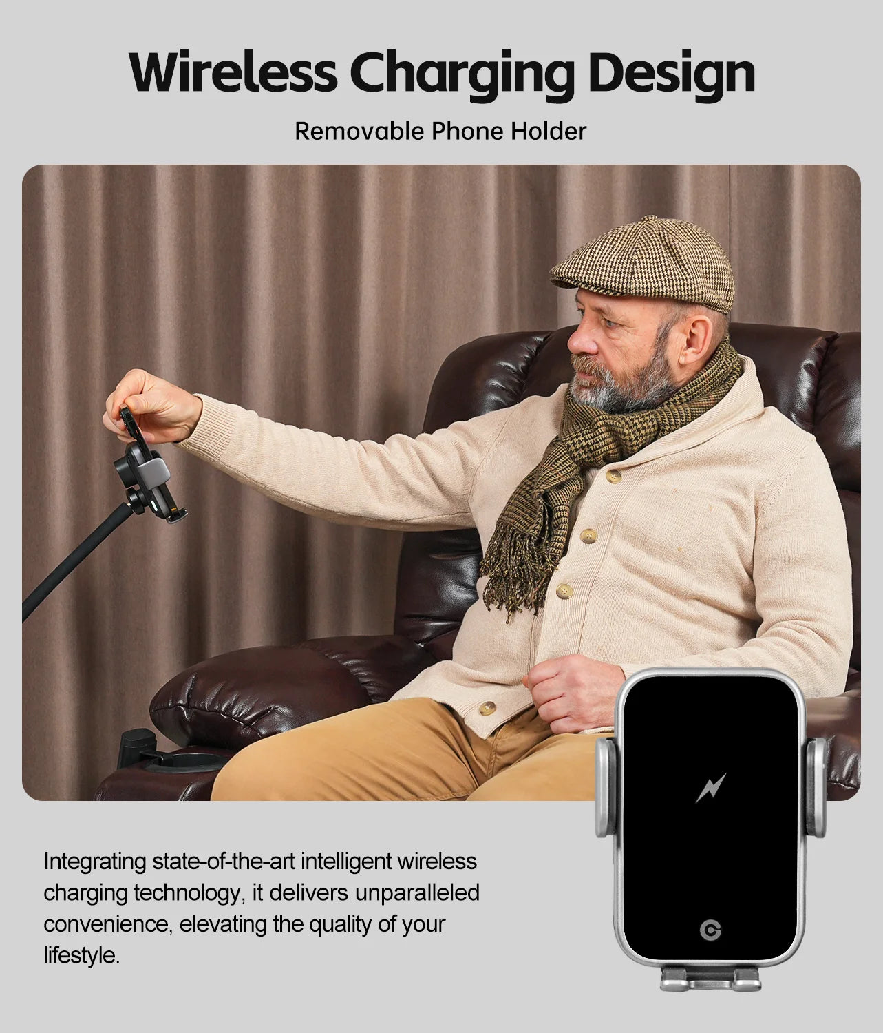 Leather Heated Lift Recliner Chair with Dual Motor, Massage, Cup Holder, Wireless Charging, USB, Brown