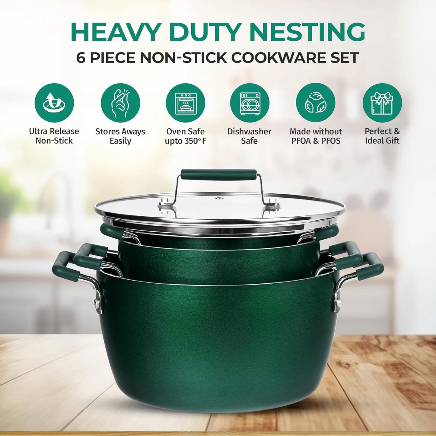 Granite Nonstick Cookware Set Non Toxic Dishwasher Safe