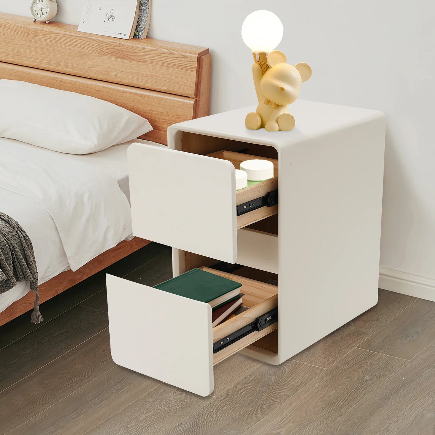 Nightstand Bedside Table Side Table with 2 Drawers Storage Cabinet for the Bedroom 40*30*48cm