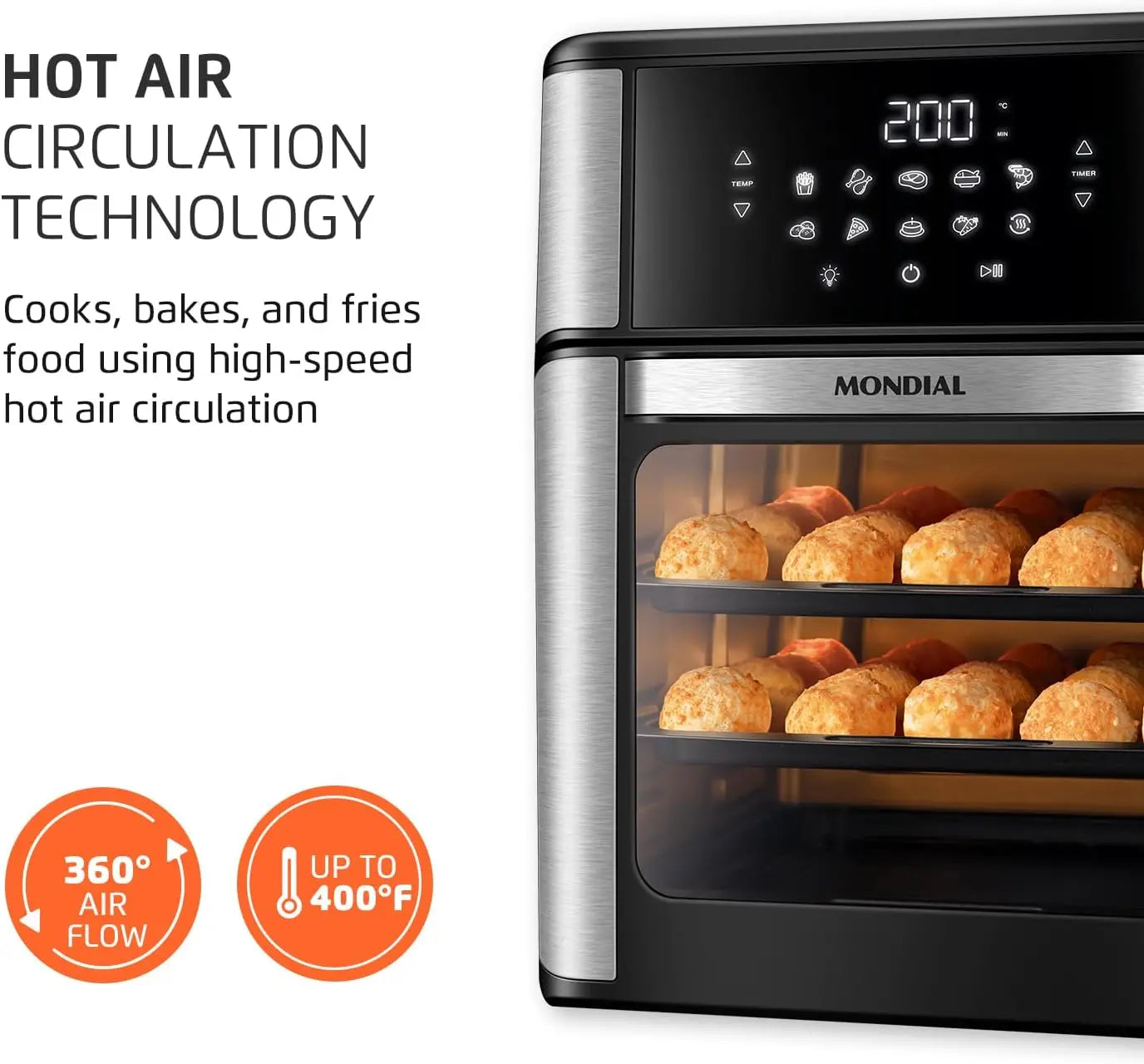 Mondial Air Fryer Oven 1800W Touchscreen Auto Shut Off