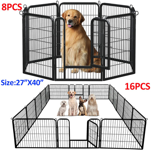 Dog Playpen With Door WeatherResistantAllSeason Foldable Iron Pet Fence Enclosure