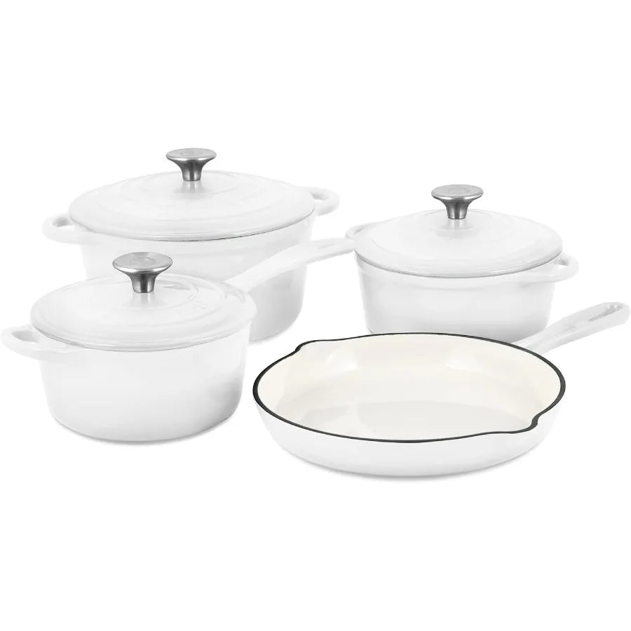 Enameled Cast Iron Cookware Set 7 Piece Nonstick Oven Safe
