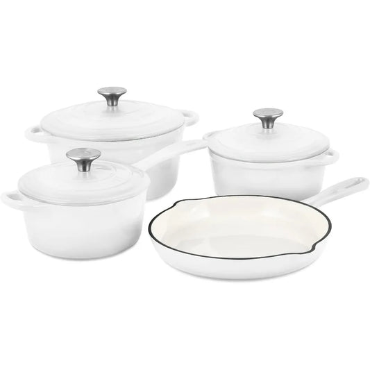 Enameled Cast Iron Cookware Set 7 Piece Nonstick Oven Safe