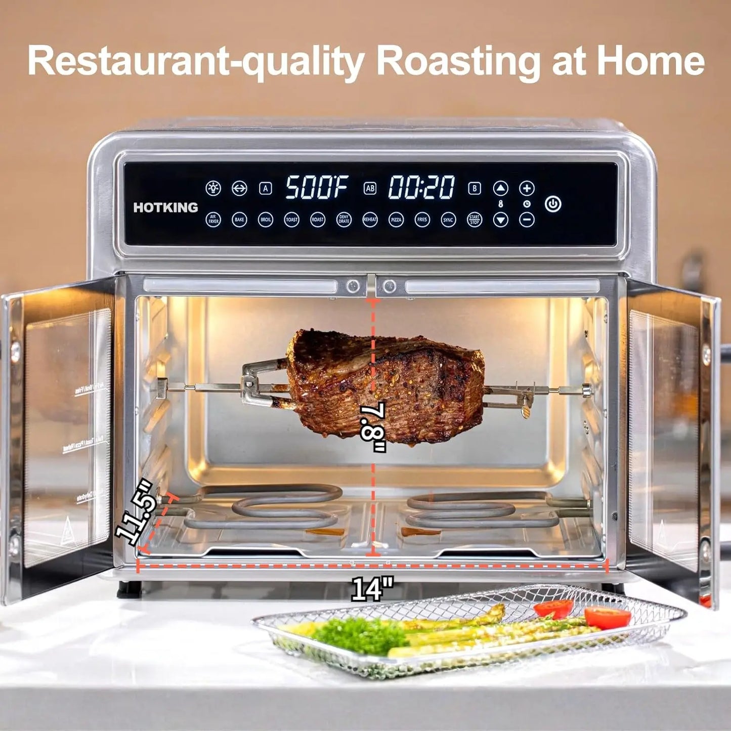 XMSJ Dual Zone Air Fryer Toaster Oven Convection Rotisserie