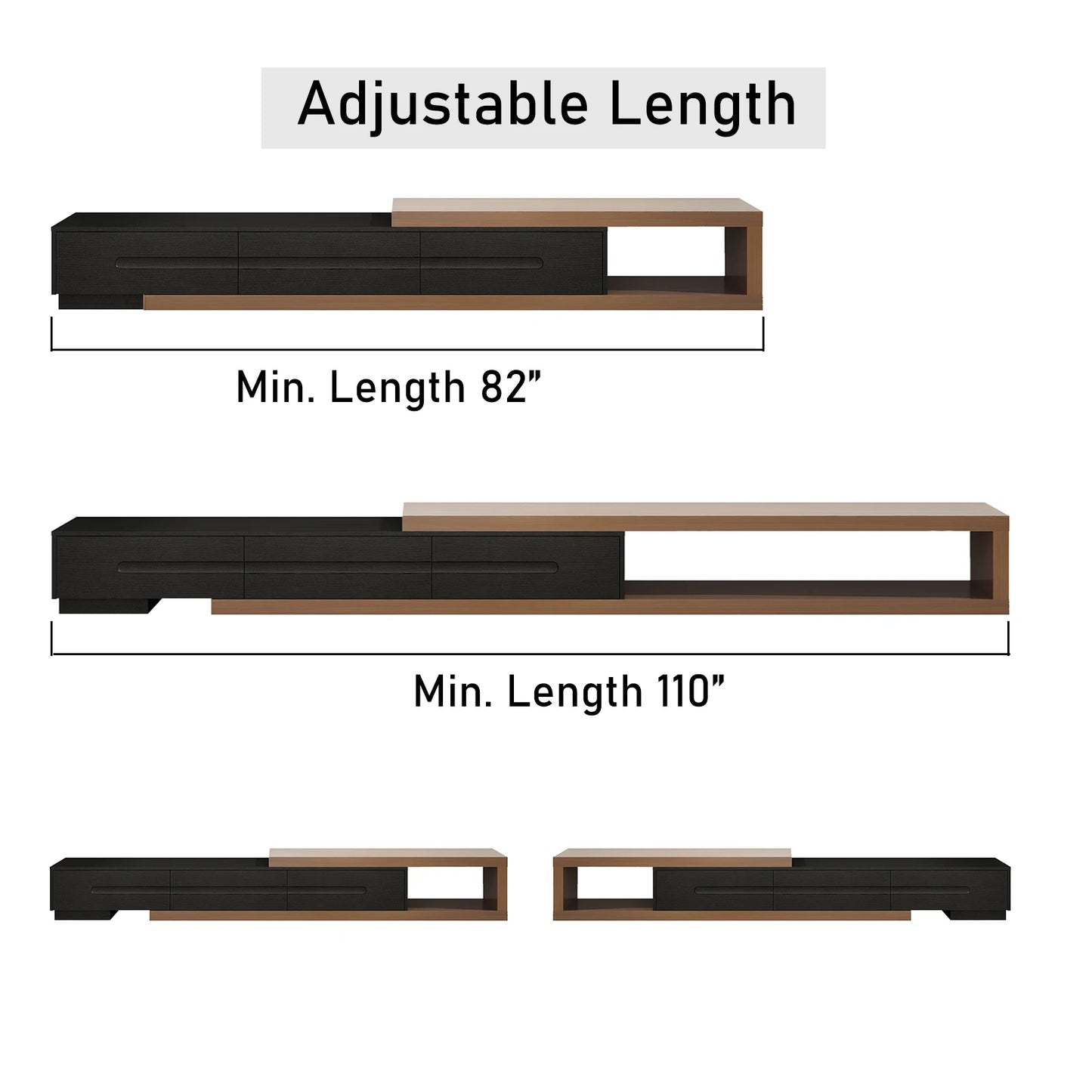 QiaoShiRen Extendable TV Stand With Wood Media Console And Drawers