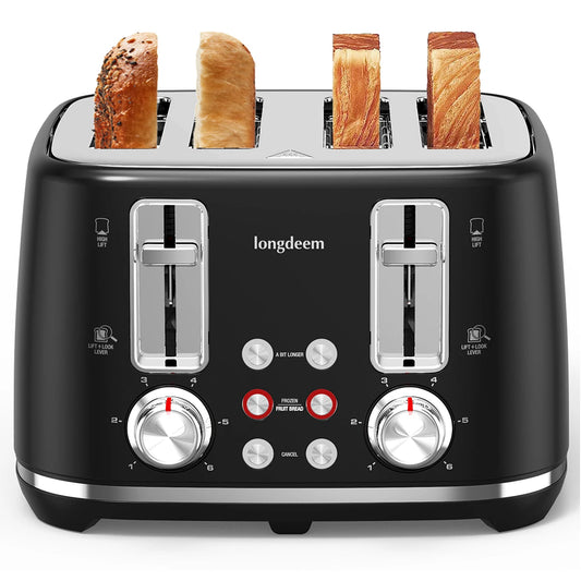 Toaster With Wide Slots And 6 Shade Settings Crumb Tray